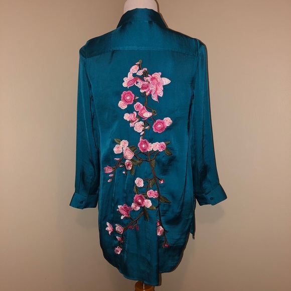 Soft Surroundings Tops - Soft Surroundings Teal Embroidered Top,Size-XSP(?S